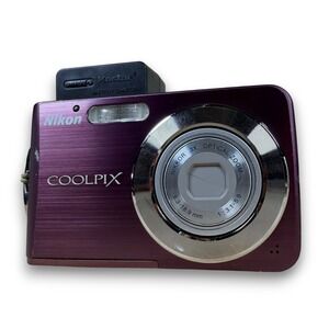 Nikon Coolpix S210 8.0MP Digital Camera Bundle Plum w/ Charger + Battery Tested